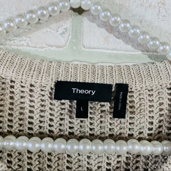 Theory Arshan Open Knit Pullover Sweater in Oatmeal Size L - Picture 7 of 13